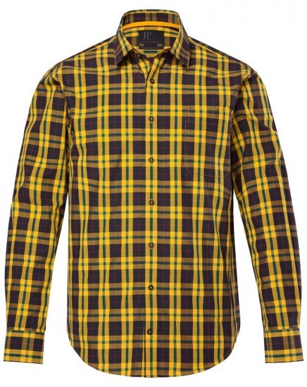 JP1880 Checked Shirt Long Sleeve Kent Collar Curry - Chemises - Chemises Grandes Tailles Hommes