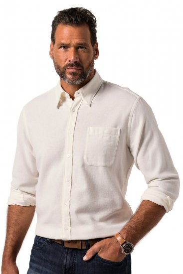 JP1880 Checked Flannel Shirt Long Sleeve Creamy White - Chemises - Chemises Grandes Tailles Hommes