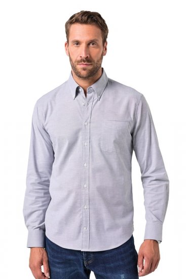 JP1880 Oxford Shirt Flexnamic Long Sleeve Grey - Chemises - Chemises Grandes Tailles Hommes