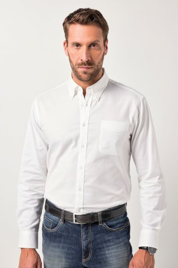 JP1880 Oxford Shirt Flexnamic Long Sleeve Snow White - Chemises - Chemises Grandes Tailles Hommes