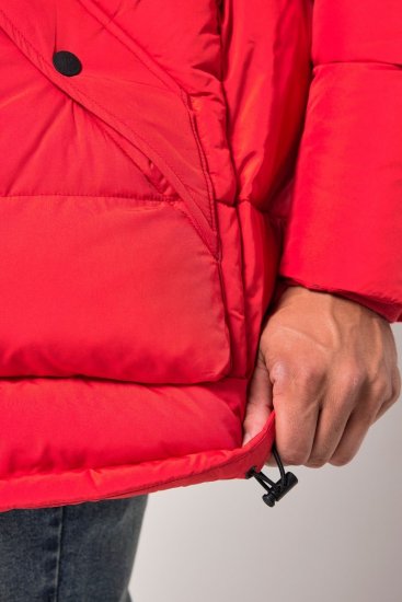 JP1880 Parka Quilted Faux Fur Hood Red - Vestes - Vestes homme grandes tailles