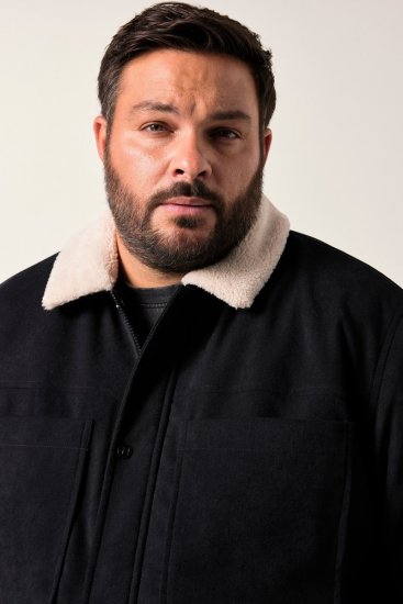Men+ 545 Veste à col teddy Noir - Vestes - Vestes homme grandes tailles