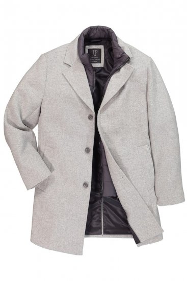 JP1880 841583 Manteau en laine à doublure amovible Gris - Vestes - Vestes homme grandes tailles