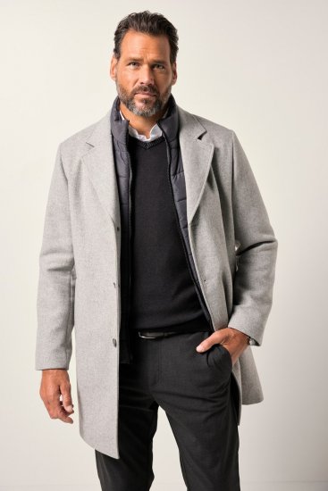 JP1880 841583 Manteau en laine à doublure amovible Gris - Vestes - Vestes homme grandes tailles