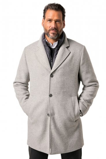 JP1880 841583 Manteau en laine à doublure amovible Gris - Vestes - Vestes homme grandes tailles