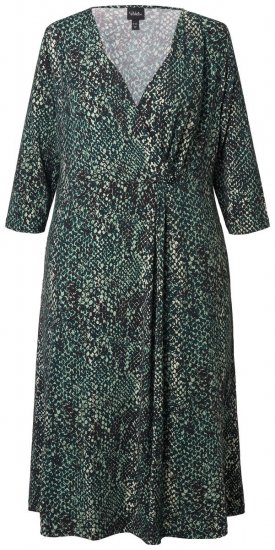 Ulla Popken 841839 Robe en jersey à imprimé animal et manches 3/4 Vert foncé - Robes midi - Robes mi-longues pour femmes rondes