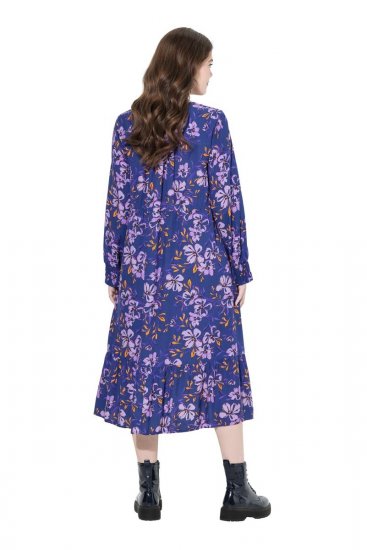 Ulla Popken 841873 Robe mi-longue fleurie Bleu marine - Robes midi - Robes mi-longues pour femmes rondes