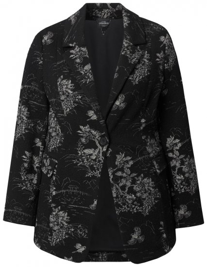 Ulla Popken 841901 Blazer à motifs Noir - Blazers - Vestes blazer pour femme, grandes tailles