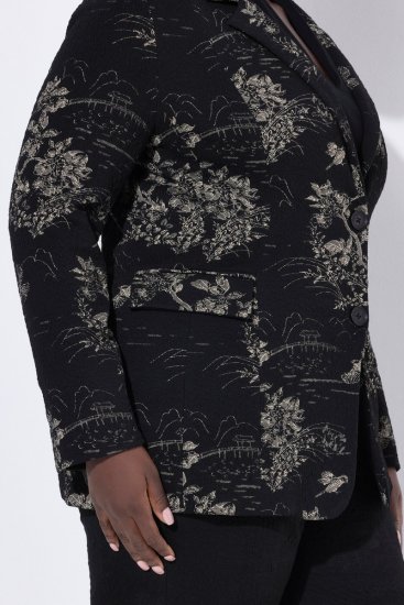Ulla Popken 841901 Blazer à motifs Noir - Blazers - Vestes blazer pour femme, grandes tailles