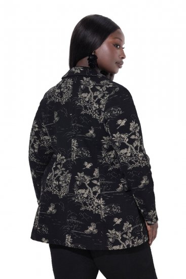 Ulla Popken 841901 Blazer à motifs Noir - Blazers - Vestes blazer pour femme, grandes tailles
