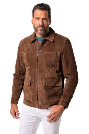 JP1880 Leather Jacket Genuine Cowhide Brown - Vestes - Vestes homme grandes tailles