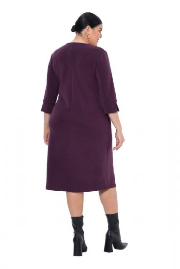 Ulla Popken 841952 Robe sweat à manches 3/4 Prune - Robes midi - Robes mi-longues pour femmes rondes