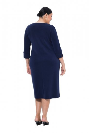 Ulla Popken 841952 Robe sweat à col V Bleu marine - Robes - Des robes dans toutes les tailles