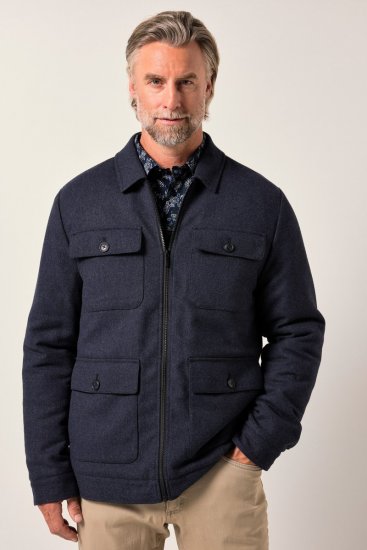 Boston Park 963 Veste en mélange de laine avec fermeture éclair Bleu marine - Vestes - Vestes homme grandes tailles
