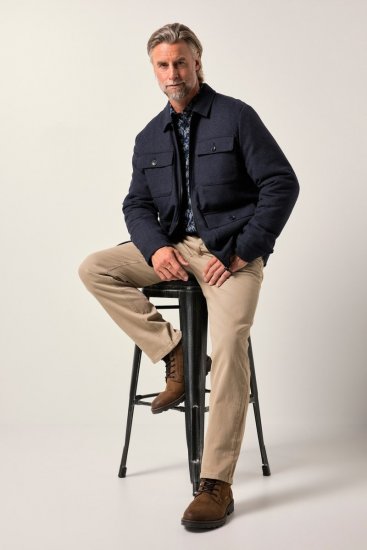 Boston Park 963 Veste en mélange de laine avec fermeture éclair Bleu marine - Vestes - Vestes homme grandes tailles