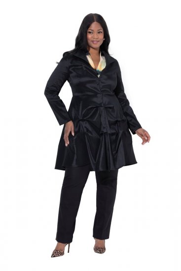 Ulla Popken 842028 Blazer à basque plissée Noir - Blazers - Vestes blazer pour femme, grandes tailles