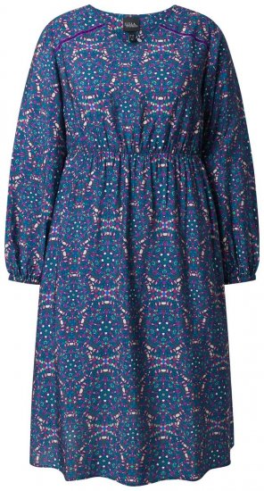 Ulla Popken 842153 Robe mi-longue imprimée Pétrole - Robes midi - Robes mi-longues pour femmes rondes