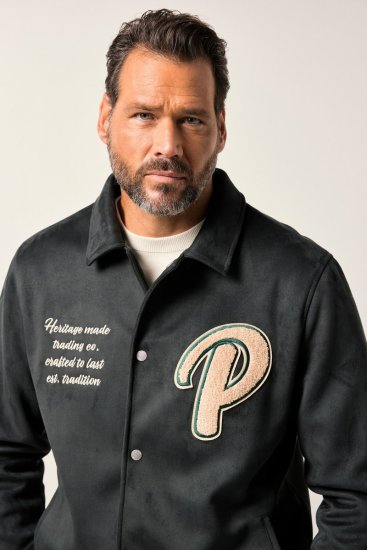 JP1880 Blouson Velour with Chest Embroidery Dark Green - Vestes - Vestes homme grandes tailles
