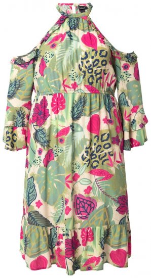 Ulla Popken 842471 Robe trapèze à manches 3/4 Champagne - Robes - Des robes dans toutes les tailles