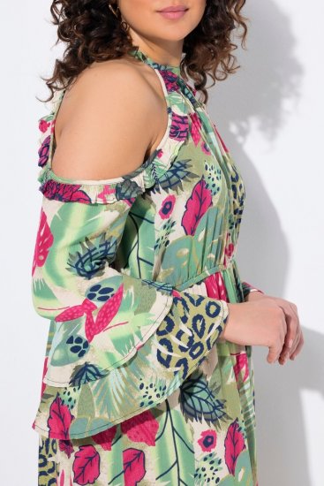 Ulla Popken 842471 Robe trapèze à manches 3/4 Champagne - Robes - Des robes dans toutes les tailles