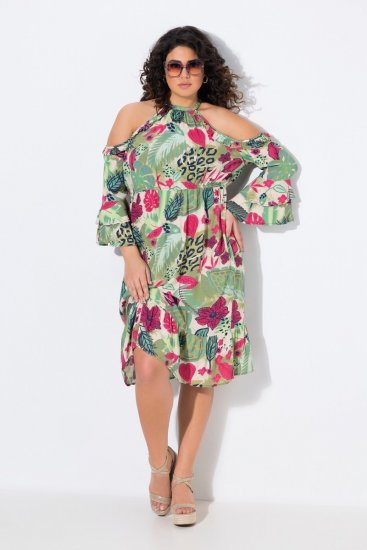 Ulla Popken 842471 Robe trapèze à manches 3/4 Champagne - Robes - Des robes dans toutes les tailles