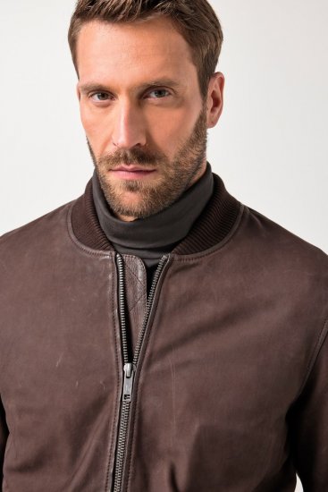 JP1880 Jacket Buffed Nubuck Lamb Leather Brown - Vestes - Vestes homme grandes tailles