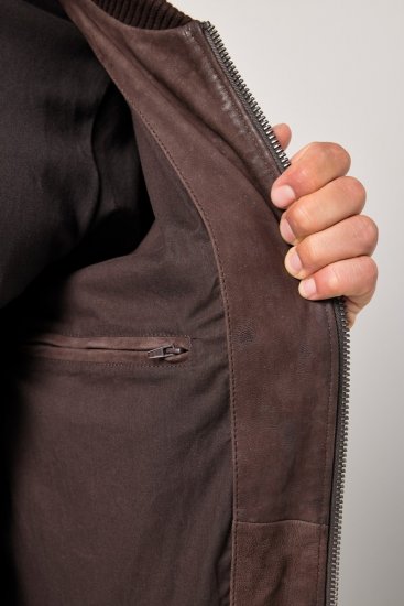 JP1880 Jacket Buffed Nubuck Lamb Leather Brown - Vestes - Vestes homme grandes tailles