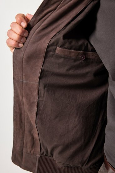 JP1880 Jacket Buffed Nubuck Lamb Leather Brown - Vestes - Vestes homme grandes tailles