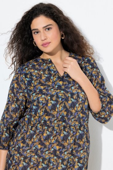 Ulla Popken 842936 Robe rayée à manches 3/4 Bleu marine - Robes de soirée - Robes de soirée en grandes tailles
