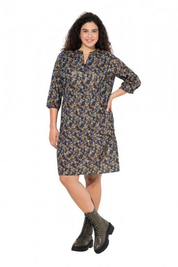 Ulla Popken 842936 Robe rayée à manches 3/4 Bleu marine - Robes de soirée - Robes de soirée en grandes tailles