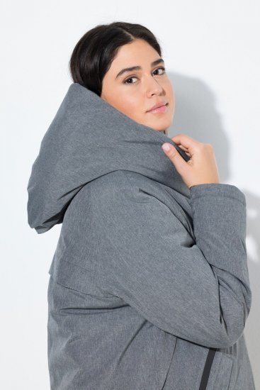 Ulla Popken 842951 Manteau technique HYPRAR imperméable à capuche Gris foncé chiné - Manteaux - Manteaux grande taille pour femme