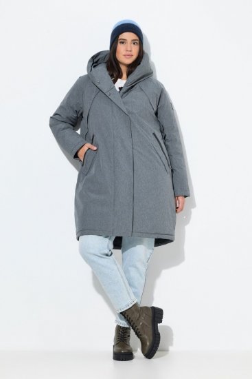 Ulla Popken 842951 Manteau technique HYPRAR imperméable à capuche Gris foncé chiné - Manteaux - Manteaux grande taille pour femme