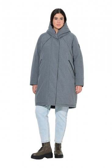 Ulla Popken 842951 Manteau technique HYPRAR imperméable à capuche Gris foncé chiné - Manteaux - Manteaux grande taille pour femme