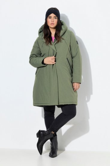 Ulla Popken 842951 Manteau technique HYPRAR imperméable à capuche Vert-de-gris - Manteaux - Manteaux grande taille pour femme