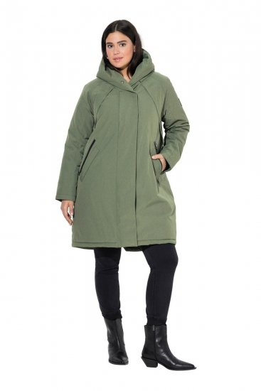 Ulla Popken 842951 Manteau technique HYPRAR imperméable à capuche Vert-de-gris - Manteaux - Manteaux grande taille pour femme