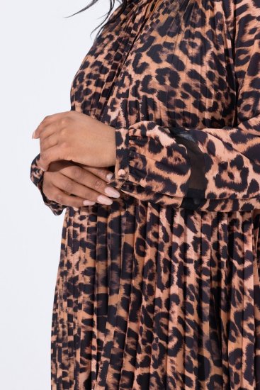 Ulla Popken 842979 Robe à imprimé animal Marron - Robes midi - Robes mi-longues pour femmes rondes
