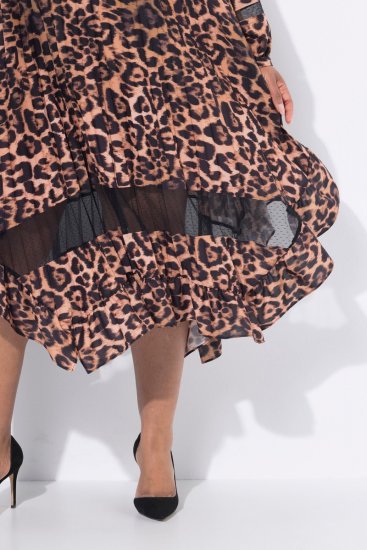 Ulla Popken 842979 Robe à imprimé animal Marron - Robes midi - Robes mi-longues pour femmes rondes