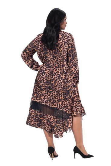 Ulla Popken 842979 Robe à imprimé animal Marron - Robes midi - Robes mi-longues pour femmes rondes