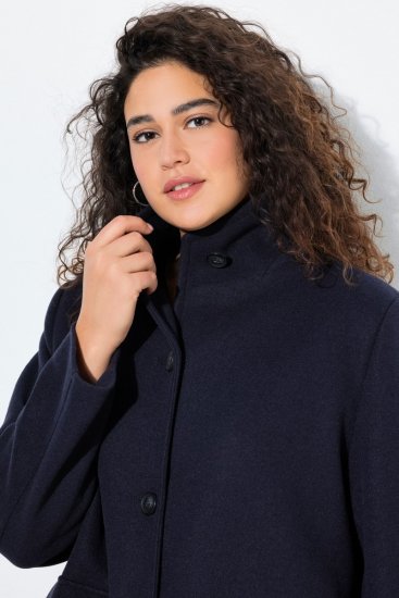 Ulla Popken 843058 Manteau en laine Bleu marine - Manteaux - Manteaux grande taille pour femme
