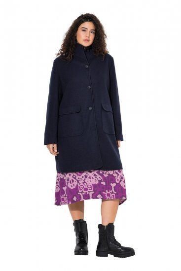 Ulla Popken 843058 Manteau en laine Bleu marine - Manteaux - Manteaux grande taille pour femme