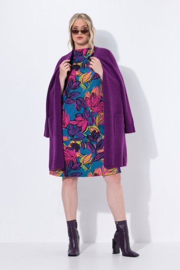 Ulla Popken 843180 Robe en jersey fleurie Pétrole - Robes - Des robes dans toutes les tailles