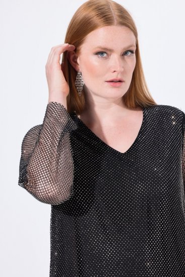 Ulla Popken 843232 Robe à sequins Gris - Robes de soirée - Robes de soirée en grandes tailles