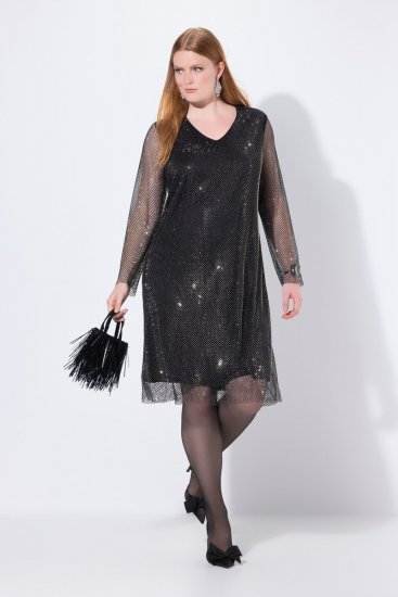 Ulla Popken 843232 Robe à sequins Gris - Robes de soirée - Robes de soirée en grandes tailles