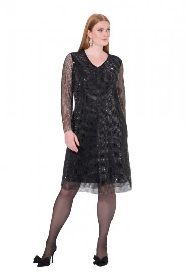 Ulla Popken 843232 Robe à sequins Gris - Robes de soirée - Robes de soirée en grandes tailles