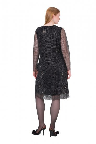 Ulla Popken 843232 Robe à sequins Gris - Robes de soirée - Robes de soirée en grandes tailles