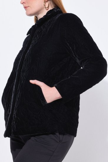 Ulla Popken 843244 Veste en velours Noir - Vestes - Vestes grande taille pour femme