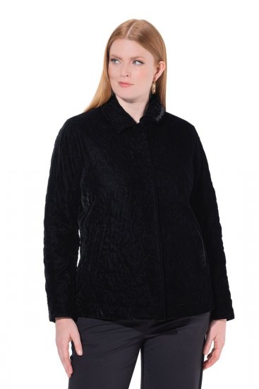 Ulla Popken 843244 Veste en velours Noir - Vestes - Vestes grande taille pour femme