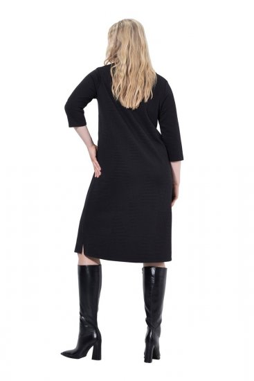 Ulla Popken 843326 Robe sweat à manches 3/4 Noir - Robes sweat - 