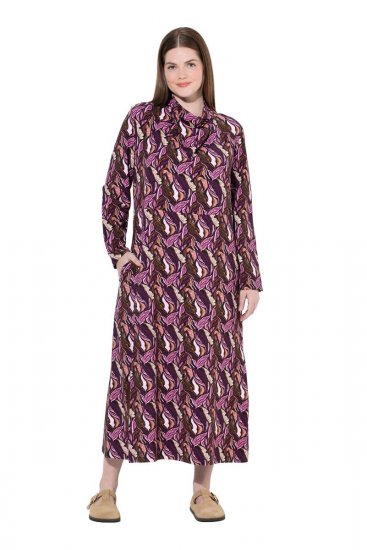 Ulla Popken 843358 Robe sweat imprimée Prune - Robes sweat - 