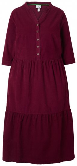Ulla Popken 843383 Robe en velours côtelé à manches 3/4 Bordeaux - Robes maxi - Robes longues pour femmes rondes
